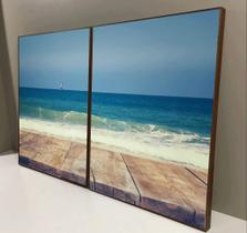 Conjunto com 2 quadros decorativos Deck para o mar.