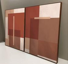 Conjunto com 2 quadros decorativos Geométrico Quente.