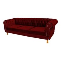 Conjunto com 2 Sofás Chesterfield Duque 3 lugares 1,80 - Suede Bordo / sala de estar, recepção, barbearia