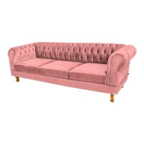Conjunto com 2 Sofás Chesterfield Duque 3 lugares 1,80 - Suede Rosa / sala de estar, recepção, barbearia