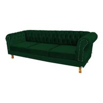 Conjunto com 2 Sofás Chesterfield Duque 3 lugares 2M - Suede Verde Bandeira / sala de estar, recepção, barbearia