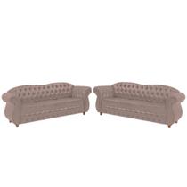 Conjunto com 2 Sofás Chesterfield Merlo 3 lugares 1,80 - Veludo Rose / Decoração, recepção, Barbearia, sala tv estar