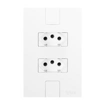 Conjunto com 2 Tomada 2P+T 20A 250V, Modular, com Placa 4x2 Branco Conjunto com 2 Tomada 2P+T 20A 250V, Modular, com Placa 4x2 Branco