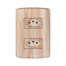 Conjunto com 2 Tomadas 2P+T 20A 250V, Modular, com Placa 4x2 e Suporte Branco Pluzie