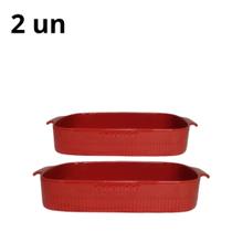 Conjunto com 2 Travessas Refratária Porcelana Tipo Marinex 30x21cm e 37x26cm