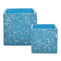 Conjunto Com 2 Vasos De Cimento Azul - Btc