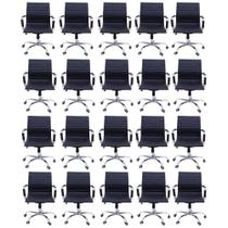 Conjunto com 20 Cadeiras de Escritório Esteirinha Baixa Prizi - Preta