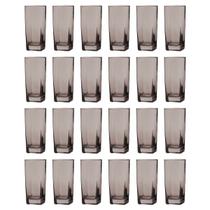 Conjunto Com 24 Copos Vidro Bali Quadrado Sucos 320ml Cinza