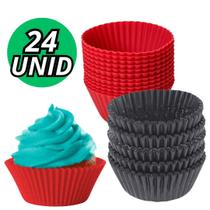 Conjunto Com 24 Formas Silicone Cupcake Kit Forminhas Para Bolo Muffin Torta Para Forno Air Fryer