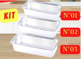 Conjunto com 3 assadeiras de pão alta 3 tamanhos 24/26/31cm alumínio reforçado Conjunto com 3 assadeiras de pão alta 3 tamanhos 24/26/31cm alumínio reforçado