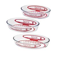 Conjunto Com 3 Assadeiras De Vidro Oval Biona Oxford Conjunto Com 3 Assadeiras De Vidro Oval Biona Oxford
