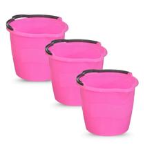 Conjunto com 3 Baldes Neon 6 Litros Rosa Praticidade e Estilo para Sua Limpeza Diária
