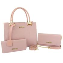 Conjunto Com 3 Bolsas Femininas, Contem Uma Bolsa Castelo + Bolsa Balada + Carteira De Mão.