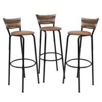 Conjunto Com 3 Cadeiras Banquetas Bancos 80cm Área Gourmet Bistrô Americana Bancada Bar Premium