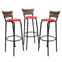 Conjunto Com 3 Cadeiras Banquetas Bancos 80cm Área Gourmet Bistrô Americana Bancada Bar Premium