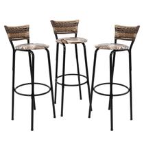 Conjunto Com 3 Cadeiras Banquetas Bancos 80cm Área Gourmet Bistrô Americana Bancada Bar Premium