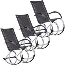 Conjunto Com 3 Cadeiras de Balanço Varanda Área Edícula Trama Original
