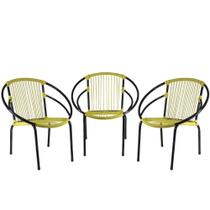 Conjunto Com 3 Cadeiras Eclipse De área, Cor Amarelo
