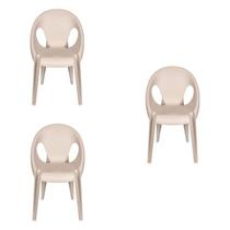 Conjunto com 3 Cadeiras para Sala de Jantar Drop Bege/Fendi Conjunto com 3 Cadeiras para Sala de Jantar Drop Bege/Fendi