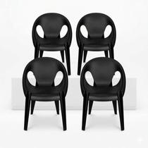 Conjunto com 3 Cadeiras para Sala de Jantar Drop Preto Conjunto com 3 Cadeiras para Sala de Jantar Drop Preto