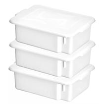 Conjunto Com 3 Caixa Organizadora Com Tampo 5,65L Branca