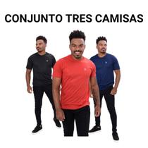 Conjunto Com 3 Camisa Para Homens DryFit Para Atividades Fisica Academias Resistente Confortavel Macia Leve Preço Baixo Oferta