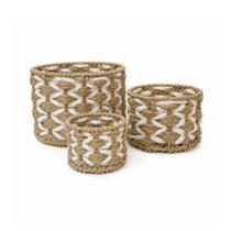 Conjunto com 3 Centros de Mesa Decorativos cor Nude em Fio de Algodão