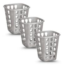 Conjunto Com 3 Cestos Pequeno Telado Quadrado Compacto 7,5L