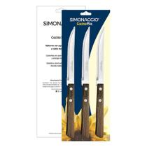 Conjunto com 3 Facas Inox Cabo Madeira - Simonaggio