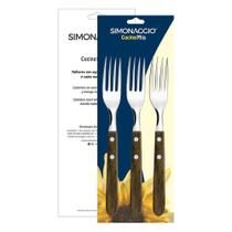 Conjunto com 3 Garfos Inox Cabo Madeira - Simonaggio