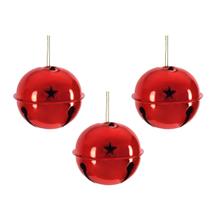 Conjunto Com 3 Guizo Sino Natalino Vermelho Metal 8Cm Conjunto Com 3 Guizo Sino Natalino Vermelho Metal 8Cm