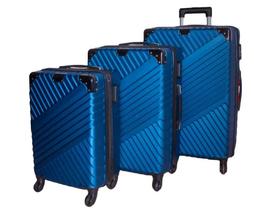 Conjunto com 3 malas ABS de Viagem Linha Cruze Azul