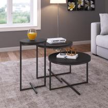 Conjunto com 3 mesas Laterais Estilo Industrial Freedom Móvel na Caixa