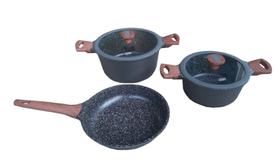 Conjunto Com 3 Panelas Titanium Marmorizado Com Indução Mta