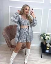 Conjunto com 3 peças preto e branco veste M ao G