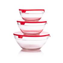 Conjunto Com 3 Potes De Vidro Transparente Para Alimentos.