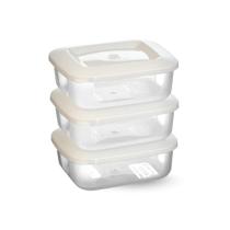 Conjunto Com 3 Potes Herméticos Quadrados BPA Free 335 ml