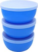 Conjunto com 3 Potes, Kit potes de ótima qualidade, 12x5cm 0,4l, parede bem grossa, Azul com Tampa