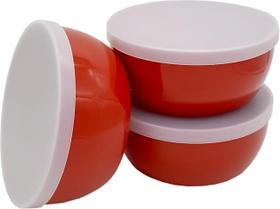 Conjunto com 3 Potes, Kit potes de ótima qualidade, 15x6cm 0,8l, parede grossa, Vermelho com Tampas Conjunto com 3 Potes, Kit potes de ótima qualidade, 15x6cm 0,8l, parede grossa, Vermelho com Tampas