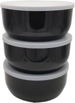 Conjunto com 3 Potes, Kit potes de ótima qualidade, 19x8cm 1,6l, parede bem grossa, Preto com Tampas Conjunto com 3 Potes, Kit potes de ótima qualidade, 19x8cm 1,6l, parede bem grossa, Preto com Tampas