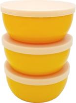 Conjunto com 3 Potes, Kit potes de ótima qualidade, 19x8cm 1,6l, parede grossa, Amarelo com Tampas