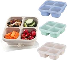 Conjunto com 3 Potes para Lanche com 4 Compartimentos, Livre de BPA - Emptycolor