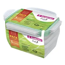 Conjunto Com 3 Potes Plásticos Herméticos 1,24 Litros Kit Porta Mantimentos Com Travas Laterais 1240ml Incolor Freshy Sanremo