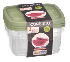 Conjunto Com 3 Potes Quadrados Graduados BPA Free 700 ML Conjunto Com 3 Potes Quadrados Graduados BPA Free 700 ML