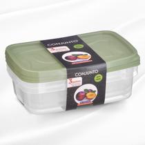 Conjunto Com 3 Potes Retangulares Graduados BPA Free 800 ml Conjunto Com 3 Potes Retangulares Graduados BPA Free 800 ml