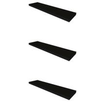 Conjunto com 3 Prateleiras Deven Preto 50 cm