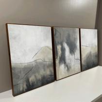 Conjunto com 3 quadros decorativos Abstratos tons suaves.