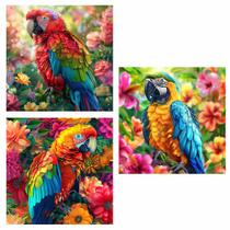 Conjunto com 3 telas para pintura diamante 30x30 - araras