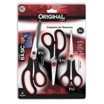 conjunto com 3 tesouras aço inox original linha basic com 3 tamanhos conjunto com 3 tesouras aço inox original linha basic com 3 tamanhos