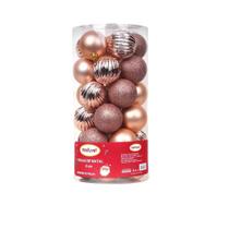 Conjunto com 30 Bolas de 6cm Rose Gold para Árvore de Natal - Festive